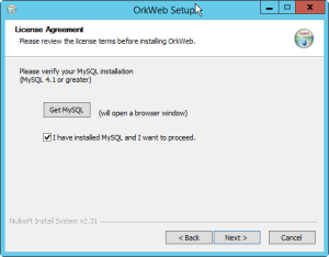 OrkWeb install MySQL